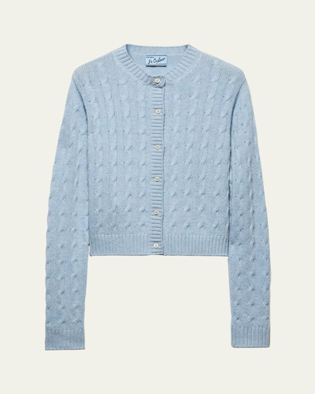 Boxy Cable Cashmere Cardigan
